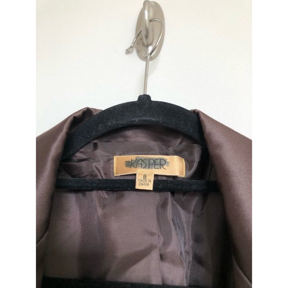 Kasper Bronze Knee Length Embroidered Coat - Size 8 - Picture 13 of 14